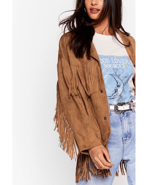 black faux suede fringe jacket