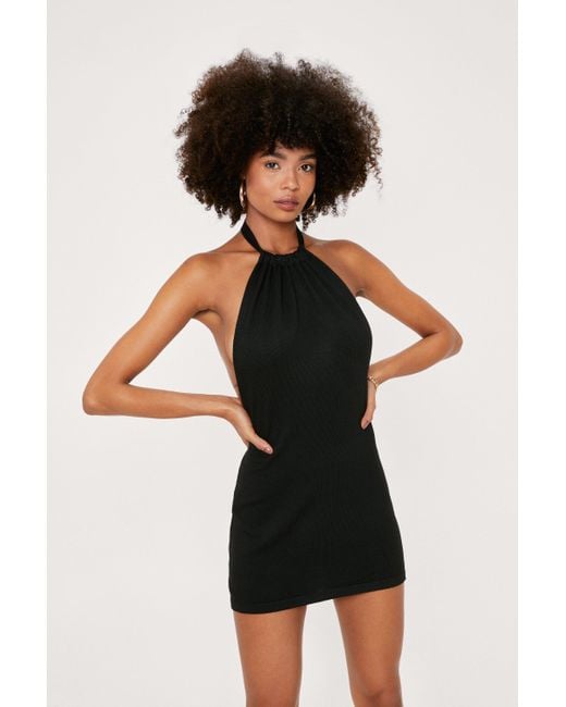 Buy HALTER NECK ELEGANT BLACK SHORT BODYCON DRESS for Women Online in India