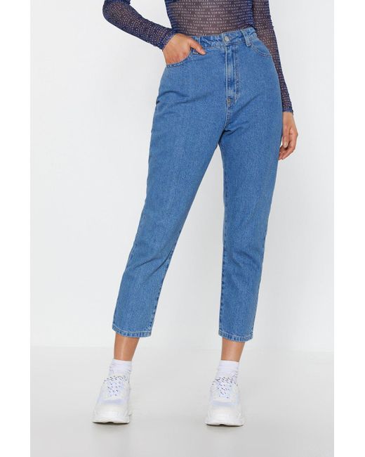 Nasty Gal "fuck You Embroidered Mom Jeans" in Blue | Lyst