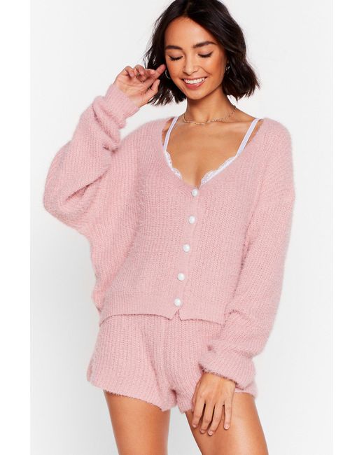Knit Shorts Lounge Set in Pink 