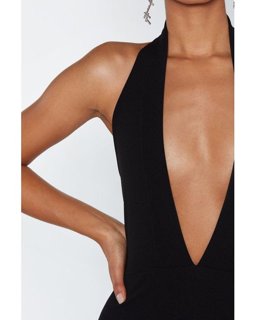 plunge halter jumpsuit
