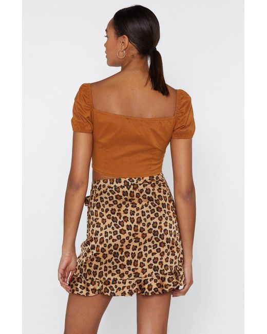 leopard ruffle wrap skirt