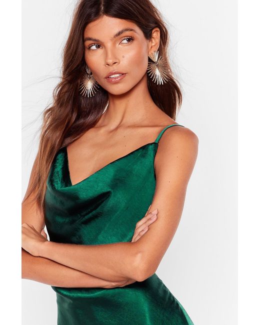 Nasty Gal Cowl Neck Satin Mini Dress in 