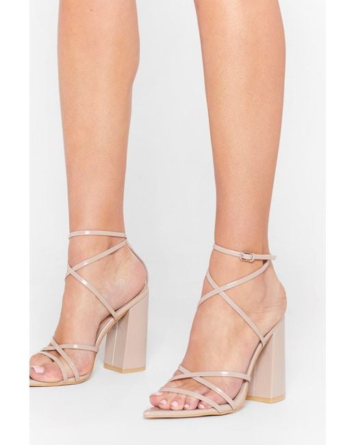block heeled nude sandals
