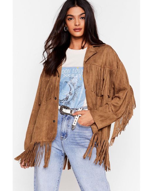 black faux suede fringe jacket