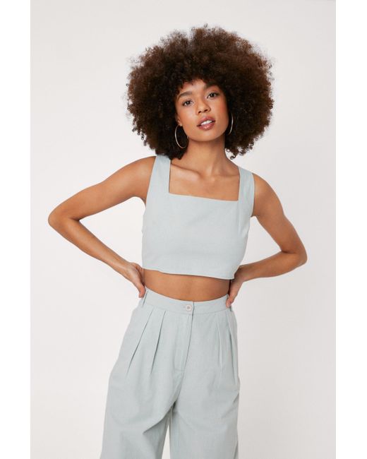 Square Neck Tailored Crop Top 