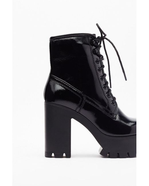 black heeled hiker boots