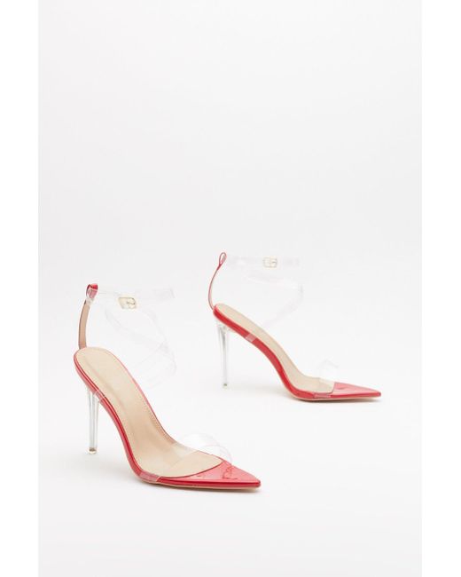 Nasty Gal "clear Conscience Pointed Clear Heels" in Red | Lyst
