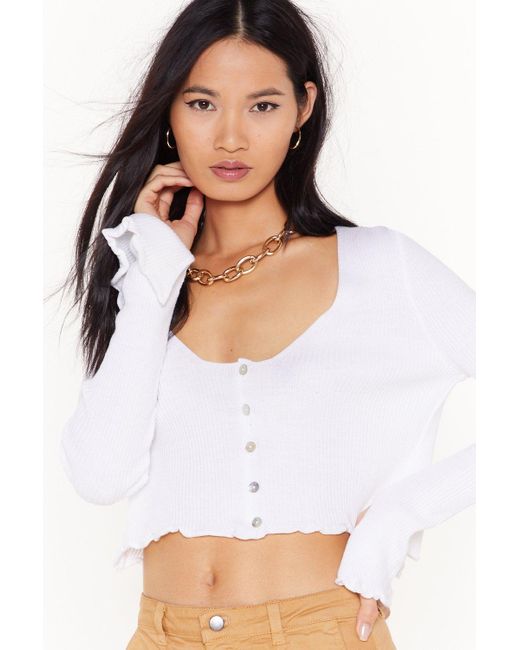 white ribbed cropped cardigan