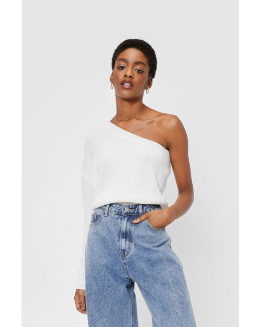 white one shoulder sweater