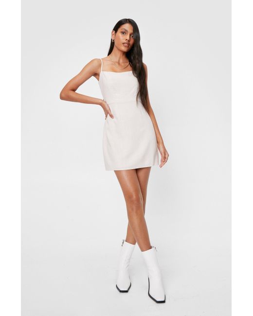 Nasty Gal Linen Square Neck Mini Dress 