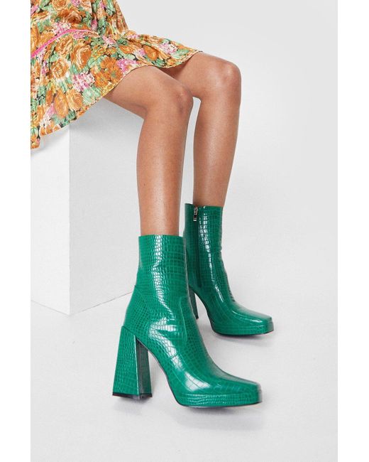 croc print sock boots