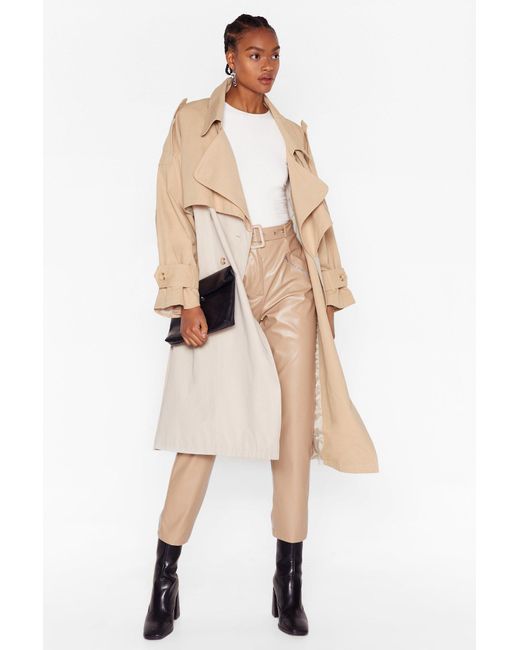 Two Tone Oversized Belted Trench Coat, Nasty Gal Trench Coat Beige