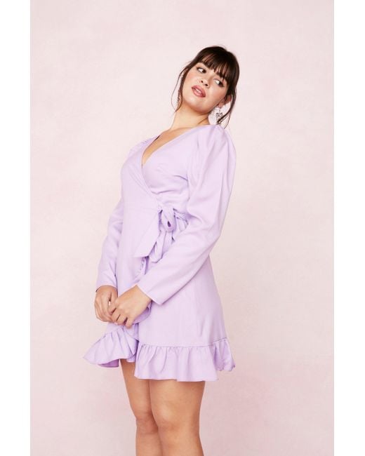Nasty Gal Synthetic Plus Size Ruffle Wrap Mini Dress in Lilac (Purple) |  Lyst Canada