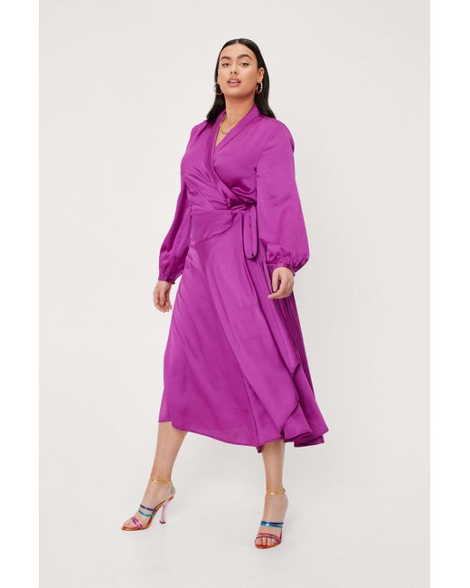 Nasty Gal Plus Size Satin Wrap Midi 
