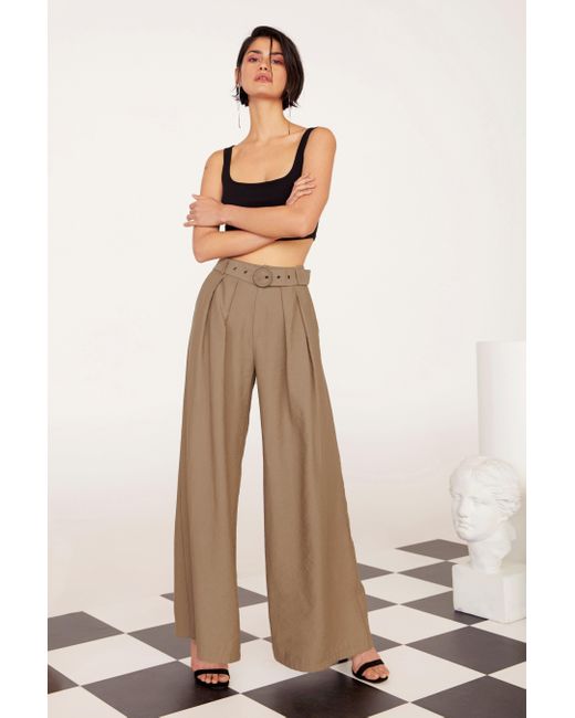 Business As Usual Wide-leg Belted Pants 