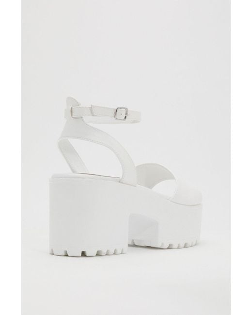 platform white chunky heels