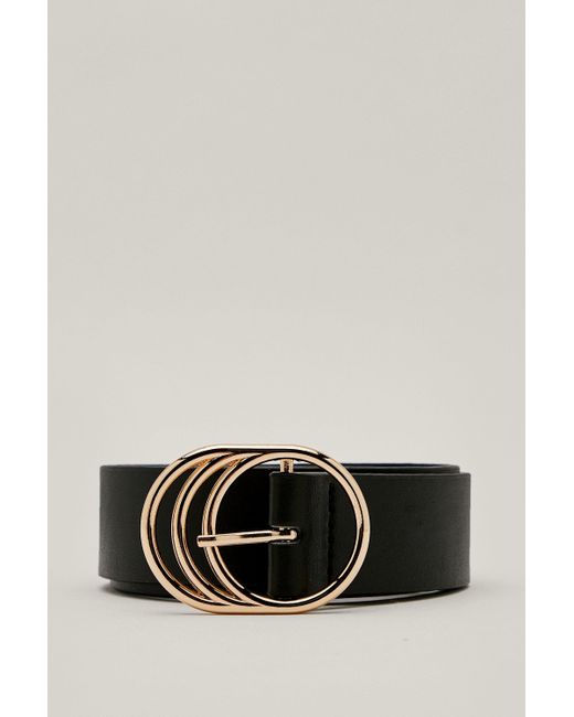 Nasty Gal Black Circle Buckle Faux Leather Belt