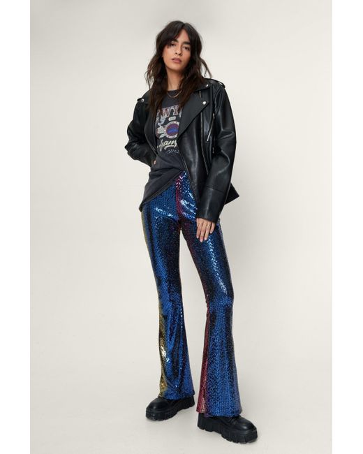 Nasty Gal Cotton Sequin Disco Flared 