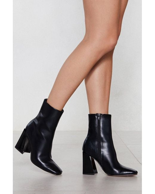 Nasty Gal Flared Block Heel High Ankle Boots in Black - Lyst