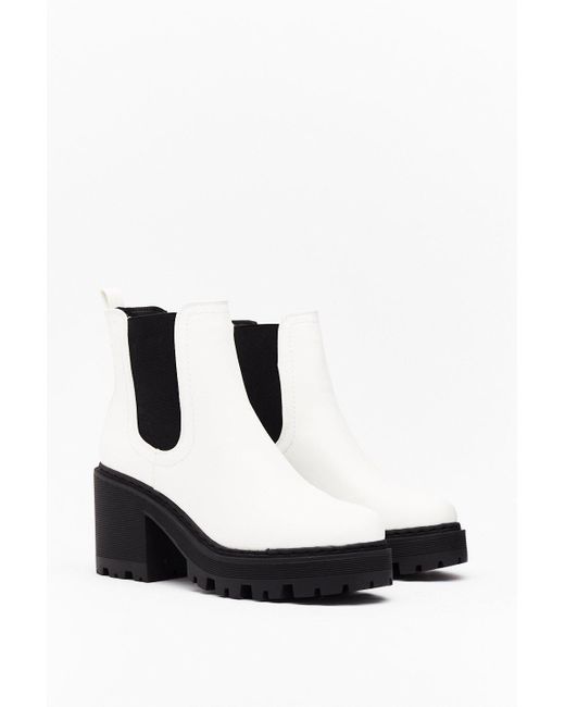 white platform chelsea boots