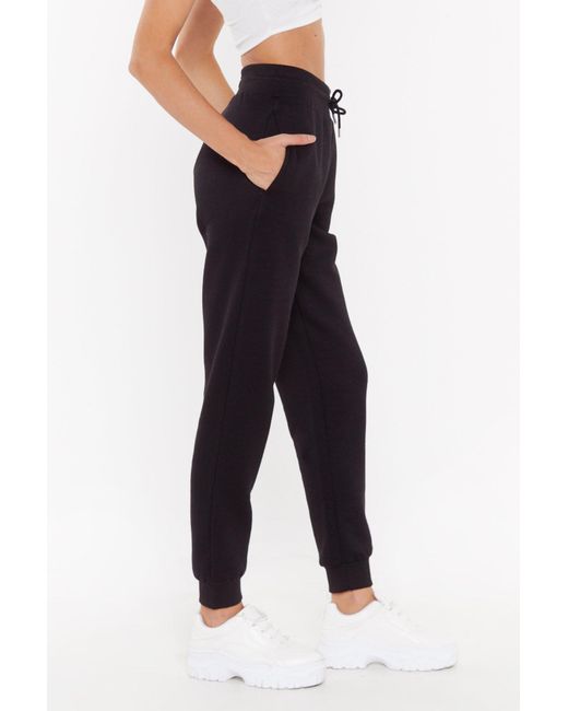 high waist black joggers