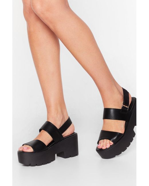 strappy platform sandals with buckle