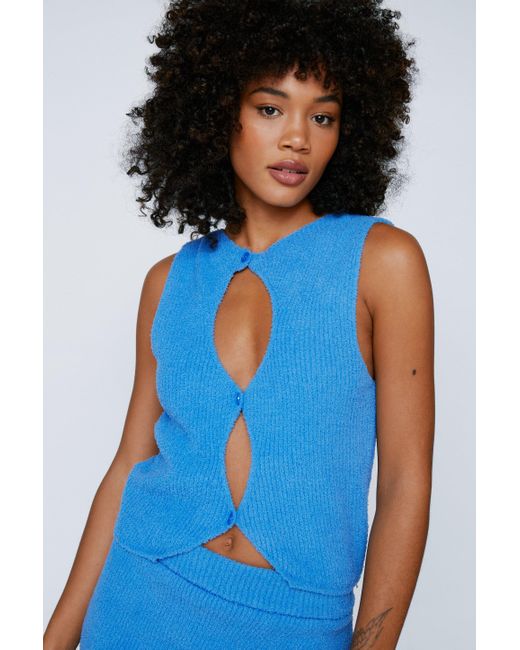 Nasty Gal Boucle Knitted Wrap Mini Skirt In Blue Lyst 