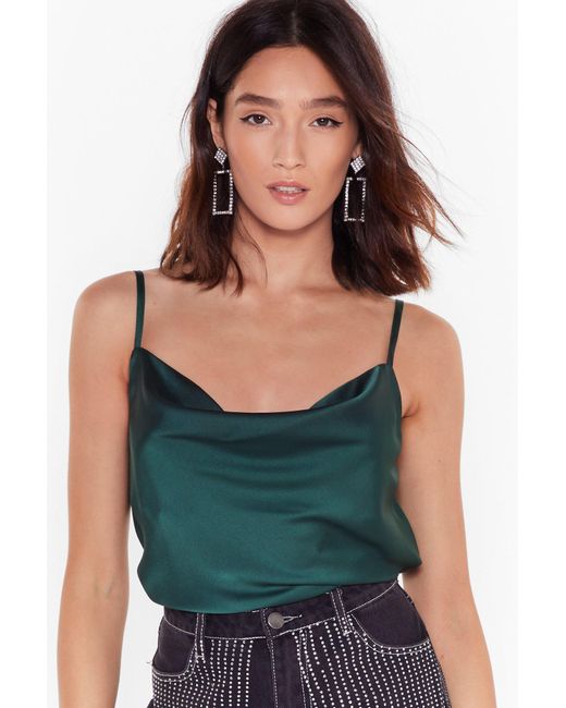 green satin cami top