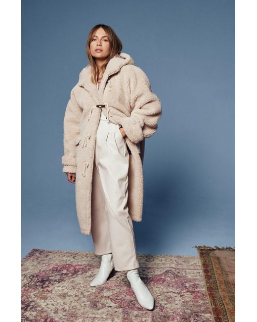 cream teddy coat with hood