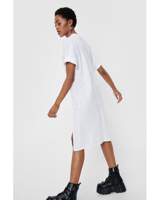 T shirt midi dress with side slits Clearance