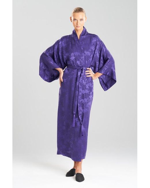 Natori Kurokawa Jacquard Long Silk Robe in Deep Purple (Blue) | Lyst
