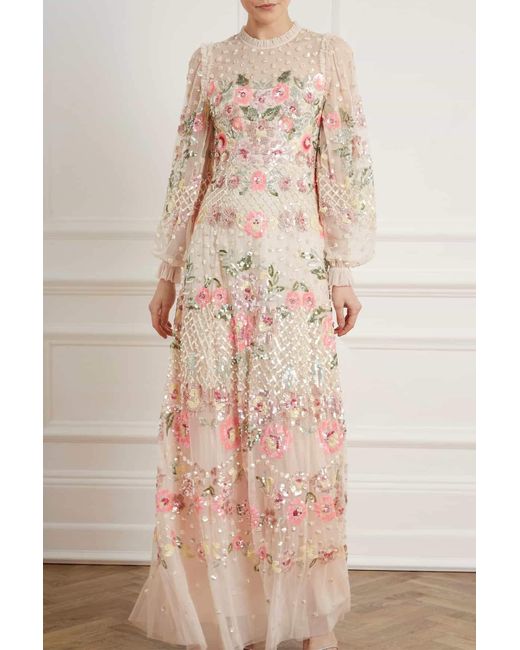 elements long sleeve gown needle and thread