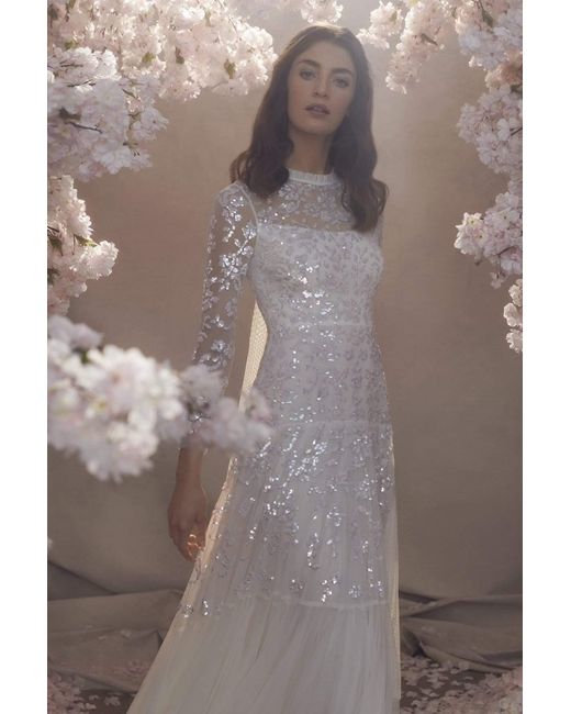 Needle Thread Lace Bella Sequin Long Sleeved Ballerina Bridal