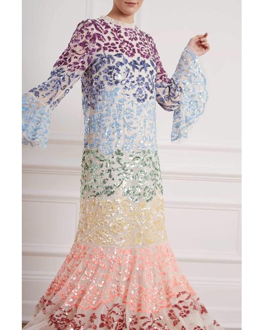 chakra sequin long sleeve gown