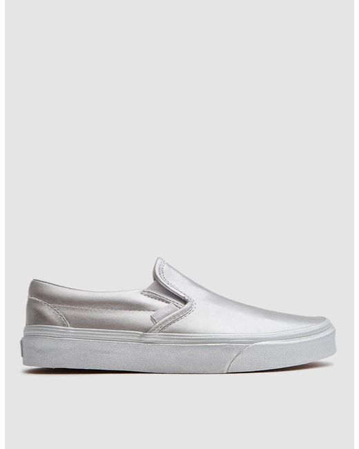 silver leather slip on vans silver leather slip on vans