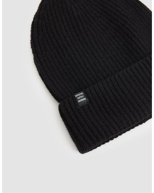 mens black cashmere beanie hat
