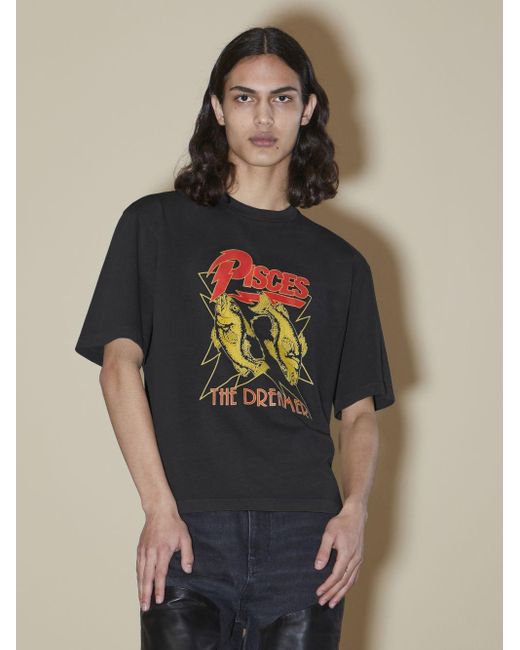 Neil Barrett Black "rock Band Zodiac Pisces" T-shirt for men