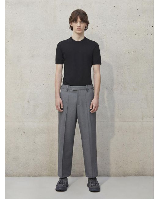 Neil Barrett Gray Permanent-pressed Crease Tailored Straight-fit Trousers for men