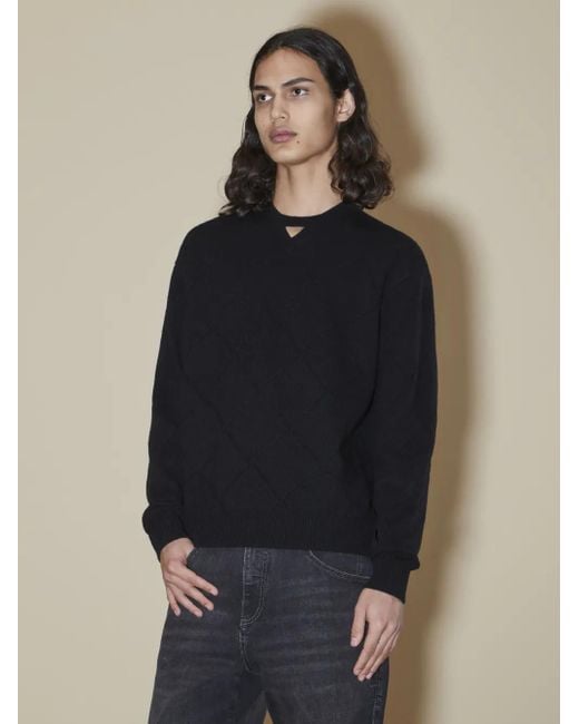 Neil Barrett Blue Triangle Neck Detail Sweater for men