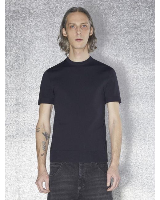 Neil Barrett Blue Minimalist Tecno Knit T-shirt for men