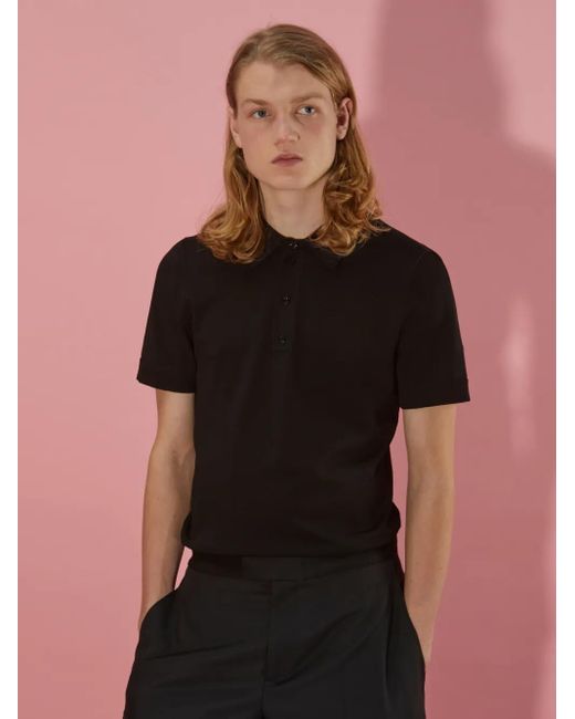 Neil Barrett Black Minimalist Tecno Knit Polo Shirt for men