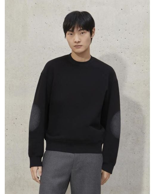 Neil Barrett Black Easy Raglan Fit Sweatshirt With Curved Sleeves + Elbow Patch for men