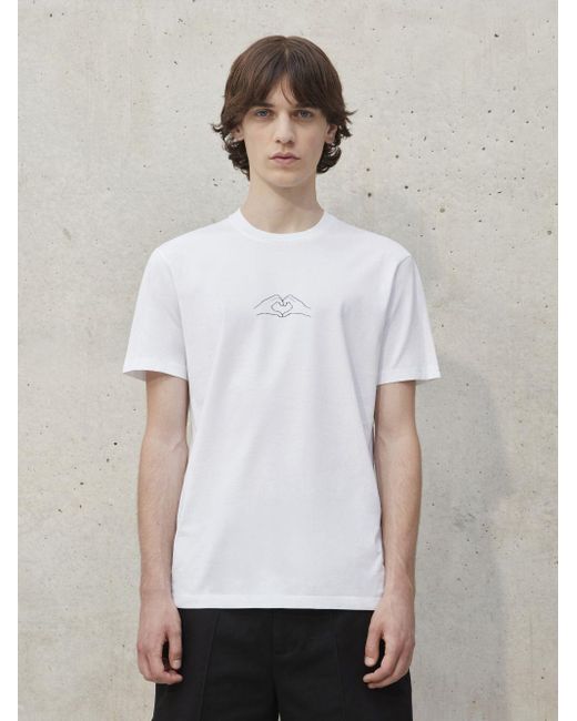 Neil Barrett White Hand Heart Slim T-shirt for men