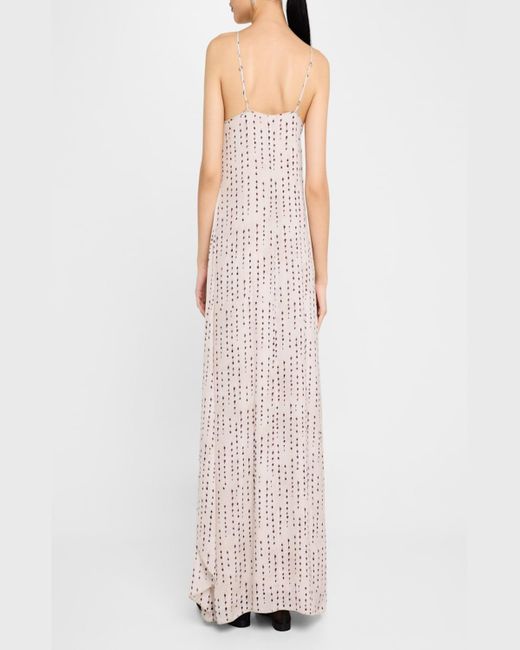 Peserico Pink Draped Dot-Print Halter Maxi Dress