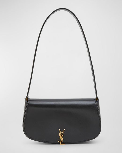 Saint Laurent Mini Ysl Flap Leather Shoulder Bag in Black Lyst