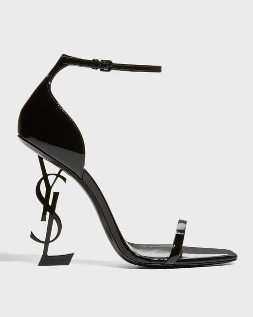 Saint Laurent White Opyum Ysl Logo-Heel Sandals With Hardware