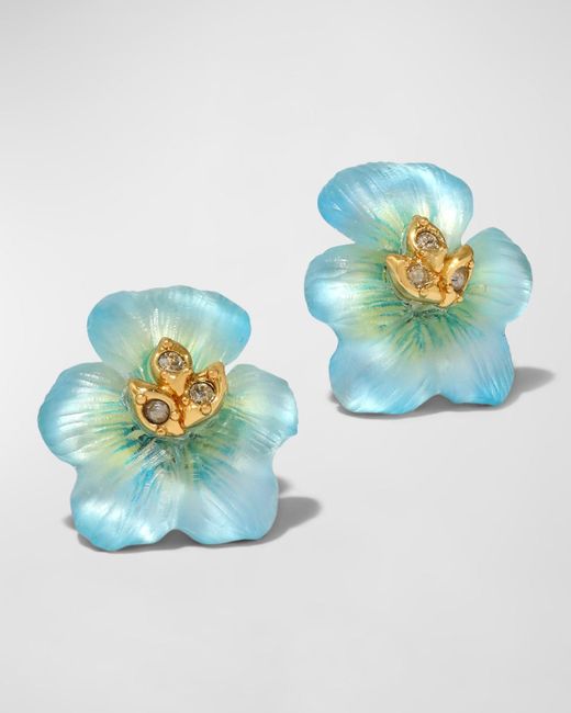 Alexis Blue Pansy Lucite Petite Post Earrings