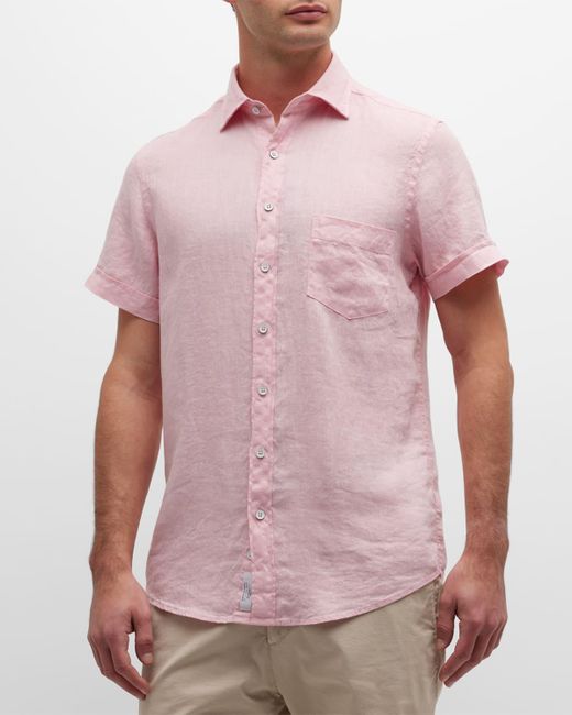 Rodd & Gunn Pink Ellerslie Solid Linen Sport Shirt for men
