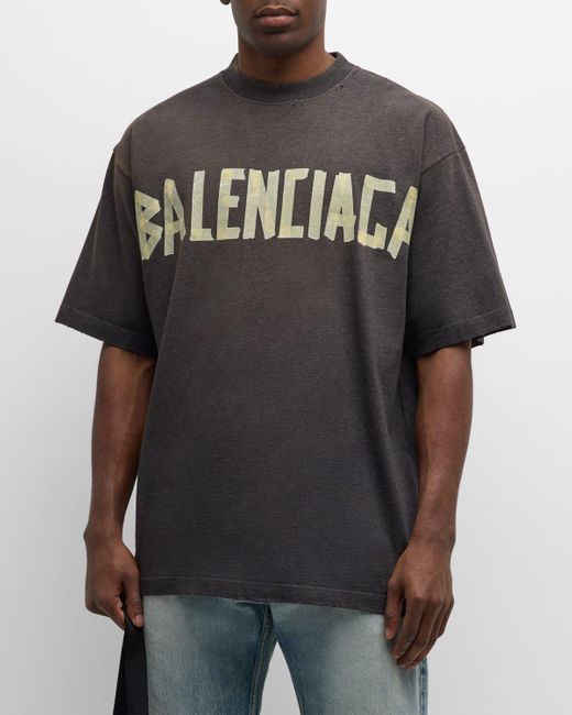 Balenciaga Black Masking Tape Logo T-shirt for men